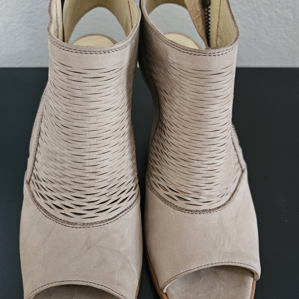Paul Green Taupe Peep-Toe Heeled Boots
